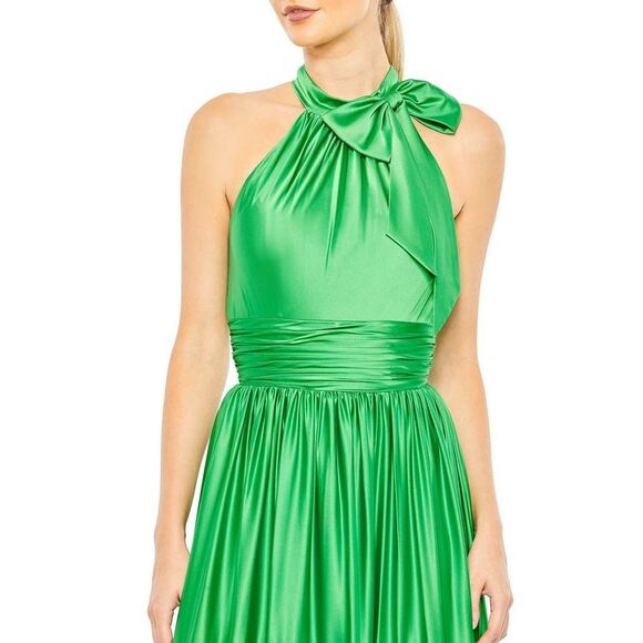 MAC DUGGAL RUFFLE TIERED SOFT TIE HALTER NECK GOWN - Picture 3 of 12